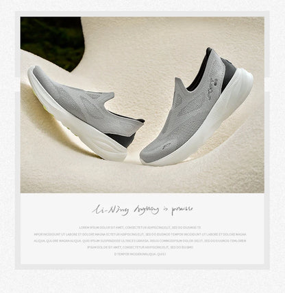 Li-Ning SOFT GO 2 KNIT slip-on fritids-gåsko til mænd – støddæmpende, komfortable og stabile LiNing mesh-jogging- og daglige sportssneakers AGLV017