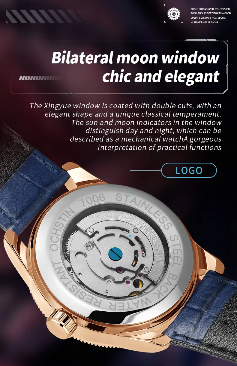 OCHSTIN Automatic Mens Watches Top Brand Luxury Auto Date Mechanical Military Sports Male Clock Luminous Hands Gift for Husband