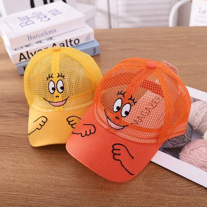 Cool New Boys Girls Kids Children Summer Cute Cap Smiley Face Kawaii Mesh Baseball Cap Popular Hip Hop Sun Hat DropShipping