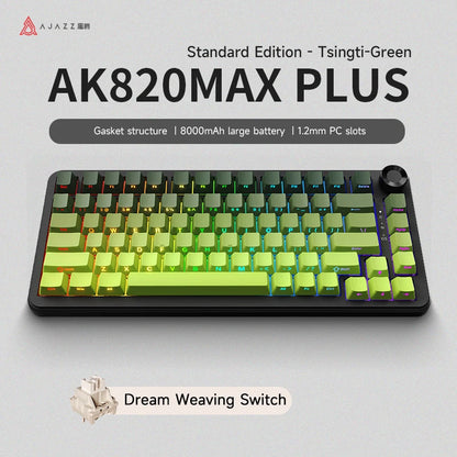 AJAZZ AK820 MAX PLUS Tri-mode TFT Screen Gaming Keyboard 8000mAH dual system hot swap FR4/PC Plate Volume Knob