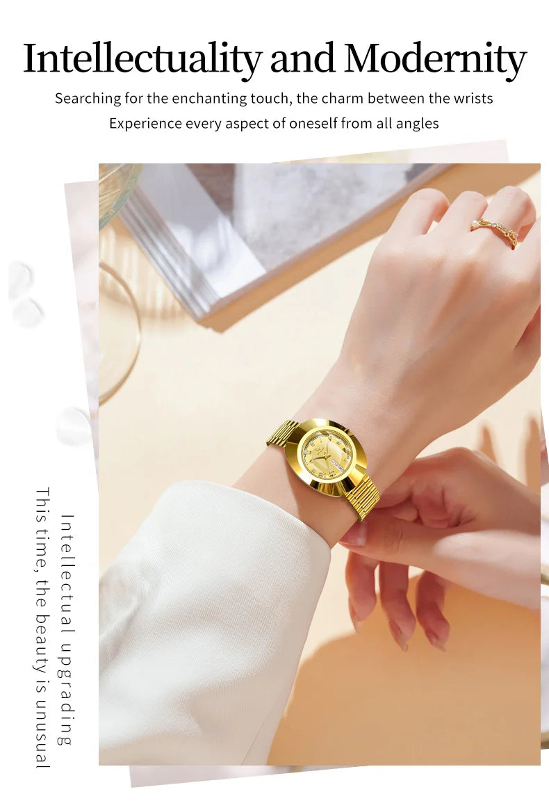 OLEVS Watch Luxury Woman Elegant Quartz Watch Scale Waterproof Luminous Automatic Week Date Ladies Watch Fashion Dress 7008