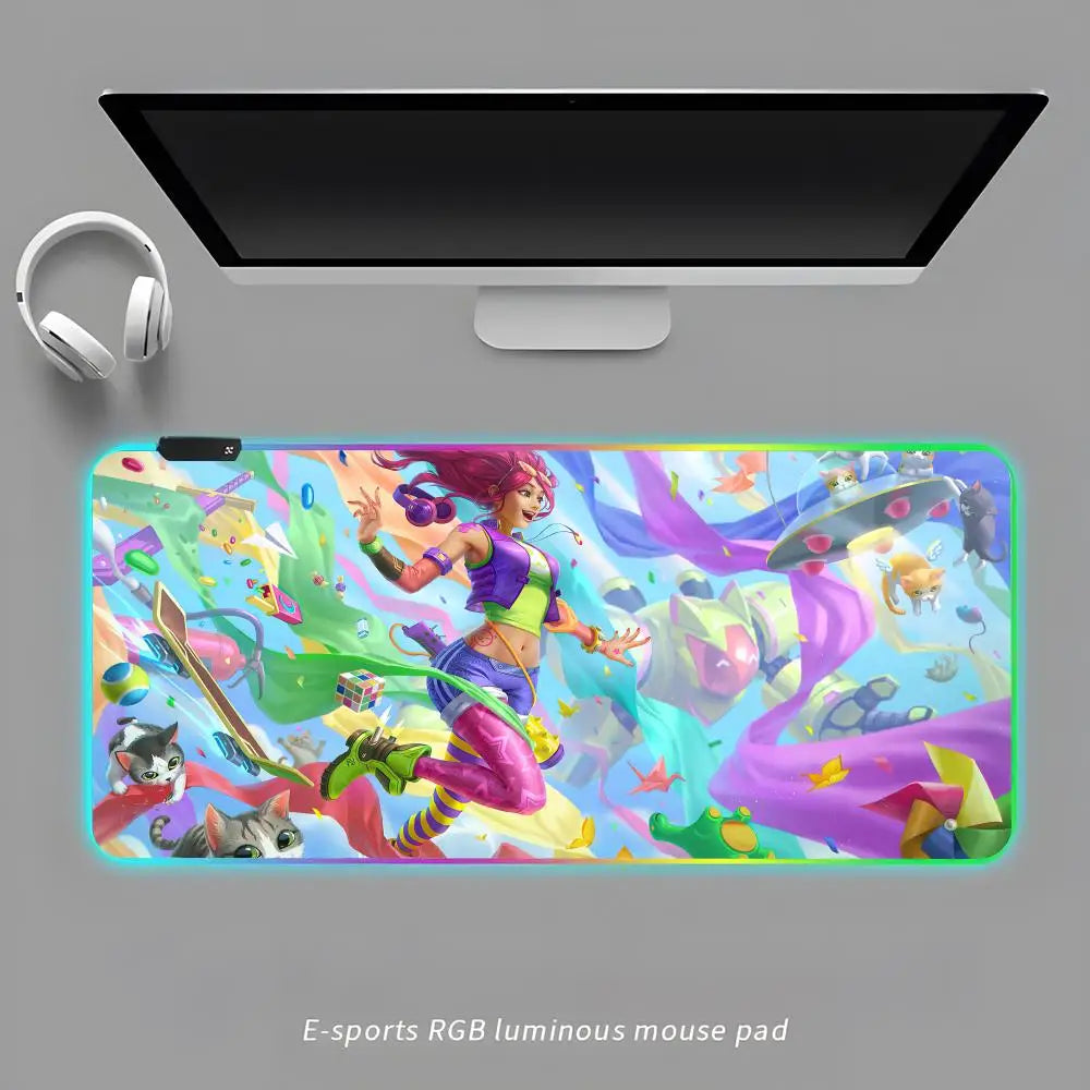 A-S-SeraphineS-ES Mouse Pad RGB Gaming Mouse Pad Desk Mat HD Gamer Large LED Light XXL MousePads