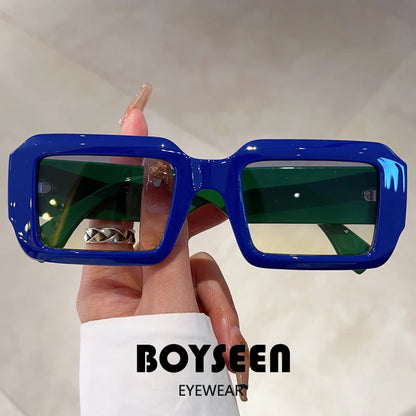 BOYSEEN Thick Frame Rectangle Sunglasses For Man Can Make Prescription Lens 2026 Street Style Orange Sunglasses