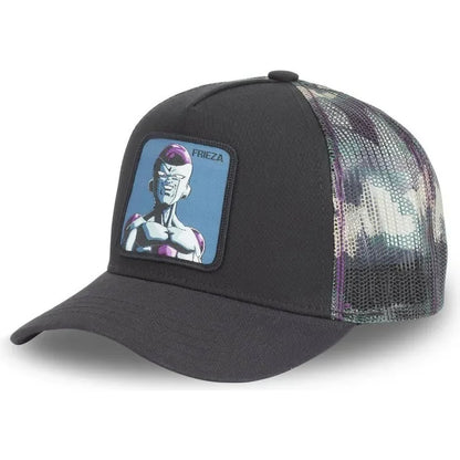 Dragon Ball Buu Goku sapka Nyári utazós csúcsos sapka Férfi hímzett hip-hop stílusú napellenzős állítható trucker hálós sapka