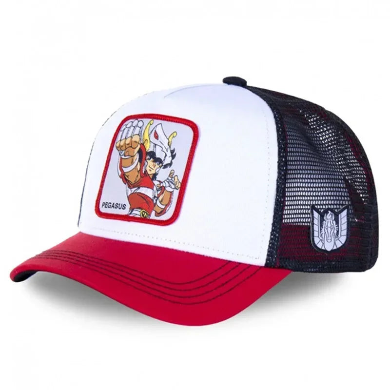 Saint Seiya pamut anime rajzfilm snapback pamut baseball sapka férfiak nők hiphop apa hálós teherautós sapka dropshipping