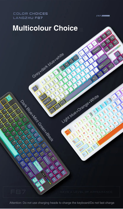 AULA F87 Pro Wireless Mechanical Keyboard 87 Keys Bluetooth 2.4G Wired Gaming Keyboard RGB Hotswap Gamer Non-contact Keyboard