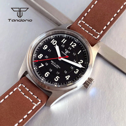 Tandorio Dive 39mm Pilot Men's Stainless Steel Automatic Watch Japan NH35/Miyota 8215/PT5000 AR Sapphire Glass 20BAR Luminous