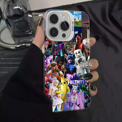1pc Game F-fornite Phone Case Phone Case IMD Color Silver Shell For IPhone 16 15 14 13 12 11 Pro Max Plus