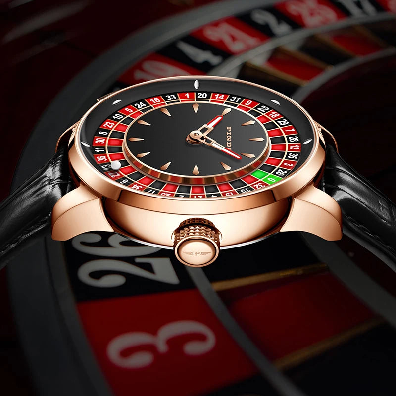 PINDU Watch Top Brand Luxury Upgraded Version Button Roulette Men's Mechanical Watch Stainless Steel NH35A Sapphire Glass Watch
