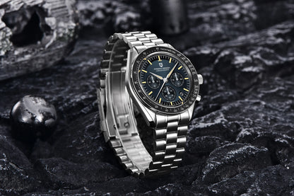 PAGANI DESIGN 2026 New Saturn Men's Watches Quartz Watch For Men Light Tan Sport Chronograph AR Sapphire Crystal Wrist Watch Men