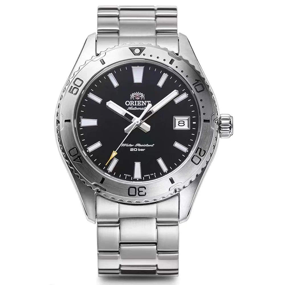 Original Orient Automatic Mechanical Watch 200M Water Resistant Unidirectional Bezel Black Dial Men's Sport Diver Watch