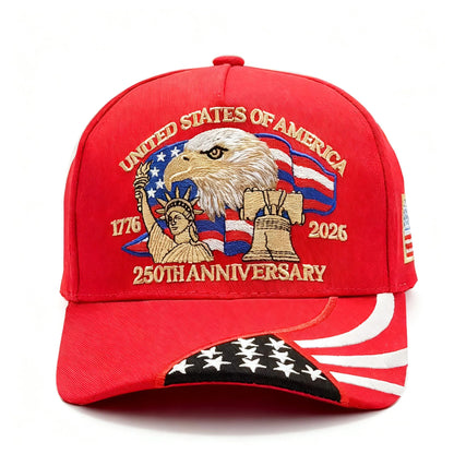ABLECAP 250th Anniversary USA Hat Embroidered Patriotic Baseball Cap 1776-2026 Independence Day Cap Adjustable Hat for Men Women