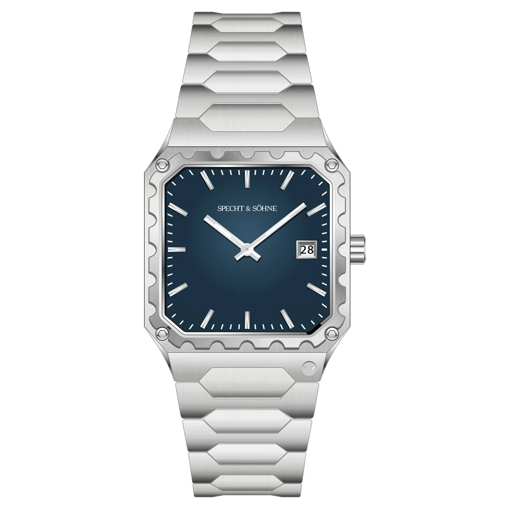 Specht & Söhne New Luxury Square 222 Watch Waterproof Male Clock Luminous Sapphire Stainless Steel Blue Men Watch Reloj Hombre
