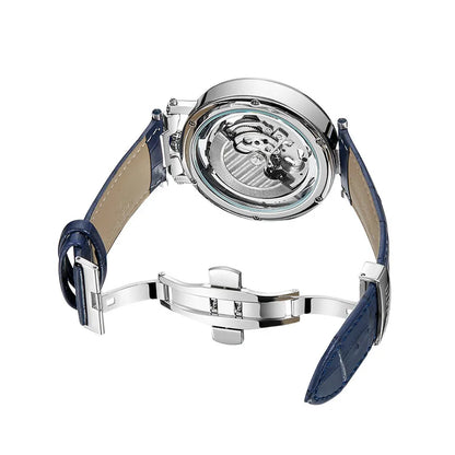 DIFFUL Luxury Big Skeleton Dial Moon Phases Tourbillon Hollowed Mechanical Men Wristwatch Watch With Leather Band