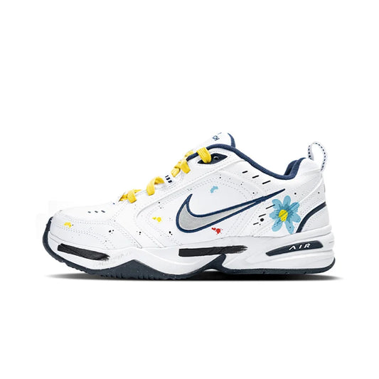 Custom Sneakers Nike Air Monarch 4  Crushed Ice Blue Floral Ink Splatter  Men's Low-Top Running Shoes