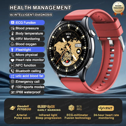 For XIAOMI 2025 New ECG+PPG Smartwatch Precise Uric Acid Blood Lipids Pressure Body Analysis Smart Watch Men BT Call NFC Watches