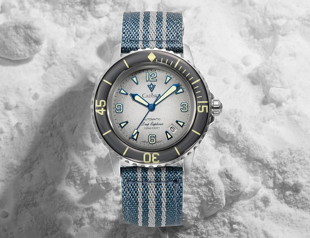 CADISEN Deep Explorer 2025 New Automatic Mechanical Watch Man Canvas Strap Wristwatch 8215 Luxury Luminous Waterproof Watches