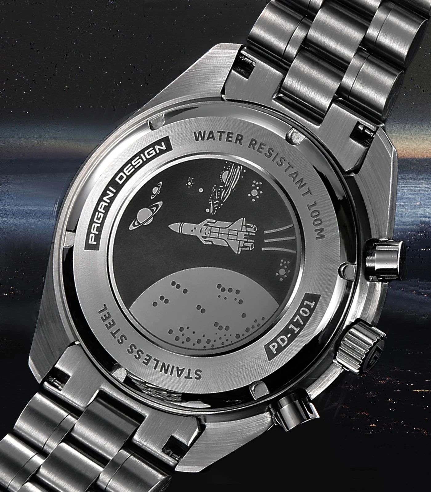 PAGANI DESIGN 2026 New Saturn Men's Watches Quartz Watch For Men Light Tan Sport Chronograph AR Sapphire Crystal Wrist Watch Men