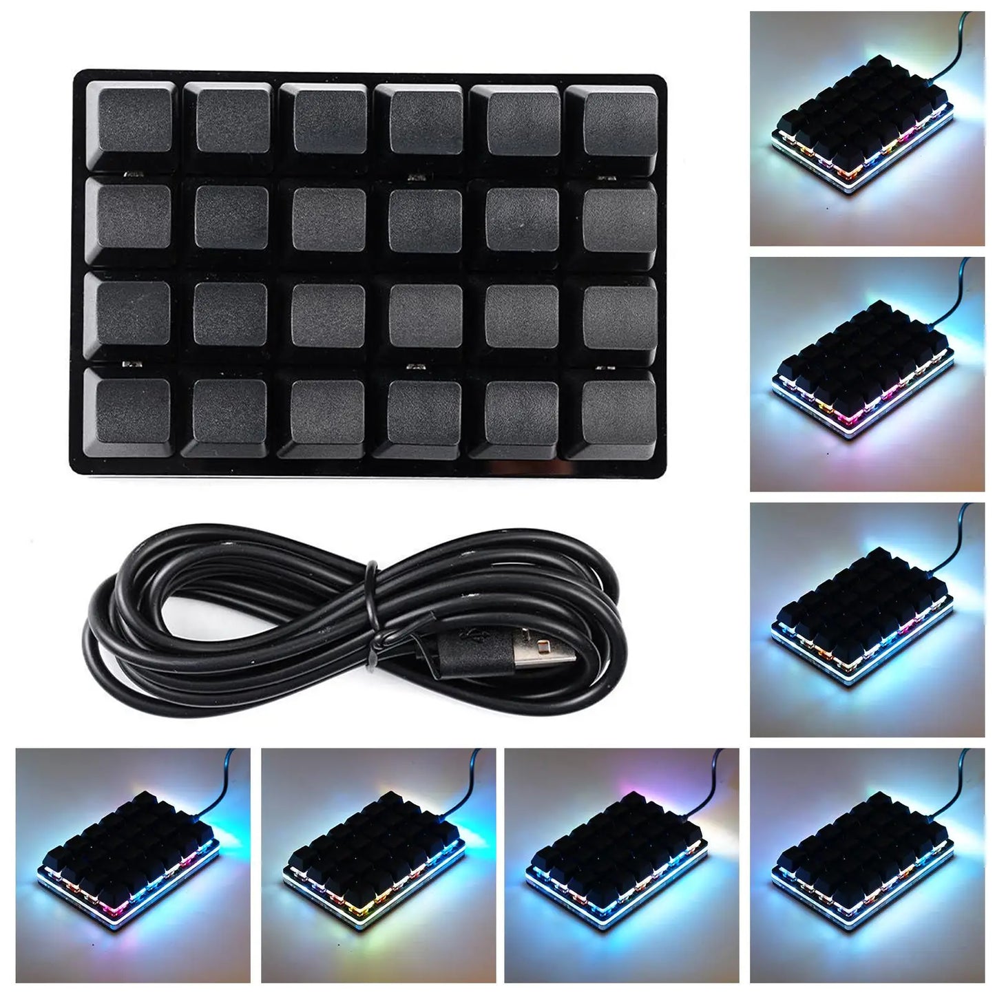 Mini teclado mecânico USB personalizado de 24 teclas preto/branco para gaming, Sayo Device, teclado programável de atalhos com teclas macro