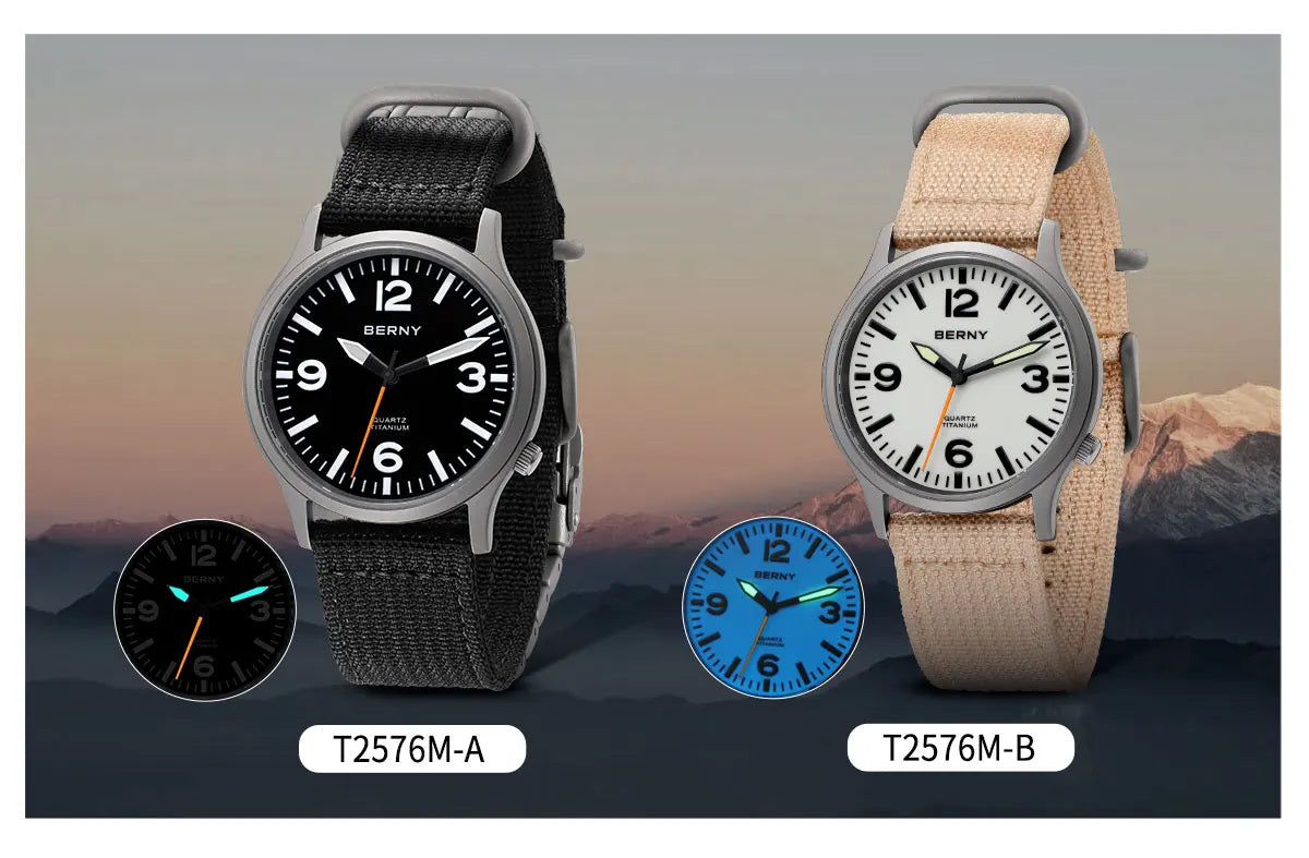 BERNY Full Titanium Men Watch Super Luminous Sports Quartz Watches Lightweight and Comfortable 5ATM Easy Read Wristwatch