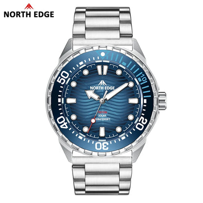 NORTH EDGE 2025 NEW+ TRITON-TI Titanium Solar-Powered Diving Watch Luxury Quartz Watches for Men 300M Waterproof 180+ Day Power