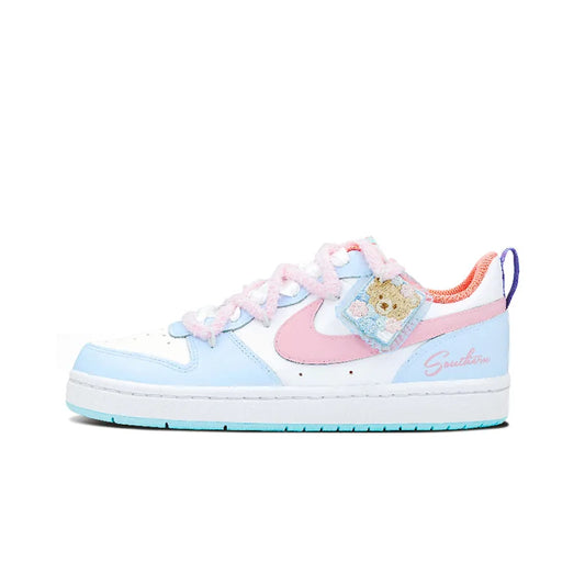 Custom Sneakers Nike Court Borough  Whale Heart & Bear Candy Wrapper  Sweet, Gentle & Playful Women's Skateboarding Sneakers