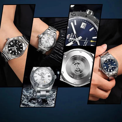 Original Orient Automatic Mechanical Watch 200M Water Resistant Unidirectional Bezel Black Dial Men's Sport Diver Watch