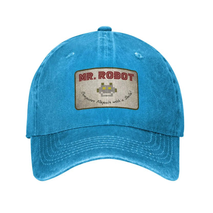 Șepci de baseball personalizate pentru bărbați, cu imprimeu anime „Computer with Sourires”, „Mr Robot”, stil retro cowboy, spălate, din denim, pălărie de soare, șapcă hip-hop