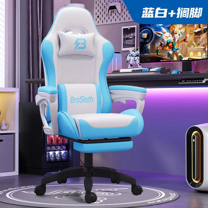 Ergonomic Gaming Chair High Back Racing Office Chair with Lumbar Support, Adjustable Swivel Leather Gaming Chair with Headrest for Desk Setup