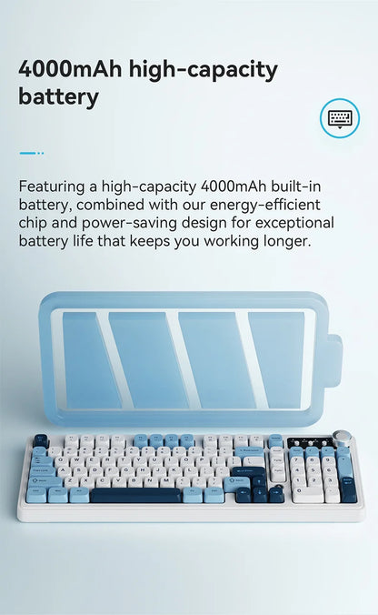 Teclado AJAZZ AF98 com/sem fios, sensação mecânica, para escritório, bateria de longa duração, três modos, iluminação mista RGB, teclas em ABS, ergonómico