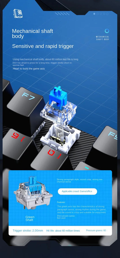 Wired Mechanical keyboard Gamer USB Keyboards gaming Backlit Musical 100% Computer 104 keys keyborad Ergonomic Pc key board
