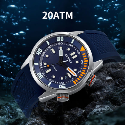 BERNY Automatic Professional Diving Watch for Men Super Luminous Scratch-resistant Sapphire Lens Top Mechanical Diver Watches