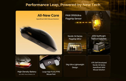 Mouse wireless ATK Blazing Sky X1 V2 Ultimate Dual Mode ultraleggero PAW3950 Ultra Dual 8K HZ a bassa latenza con ergonomia personalizzata
