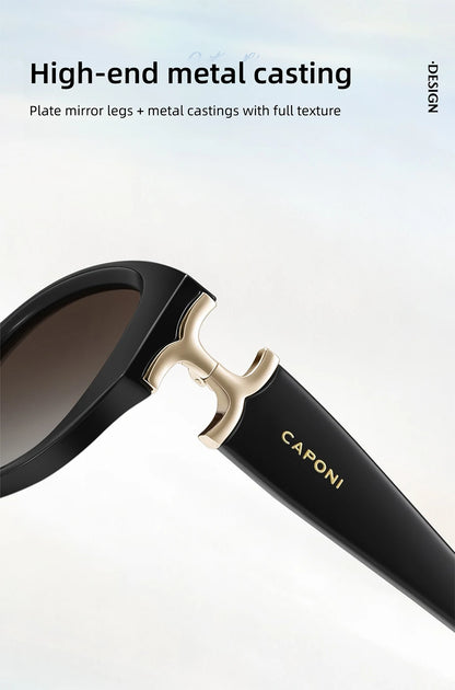 CAPONI New Polarized Women Sunglasses Fshion Luxury Acetate Outdoor Original Design Eyewear UV400 Protection Brown Shade CP36023