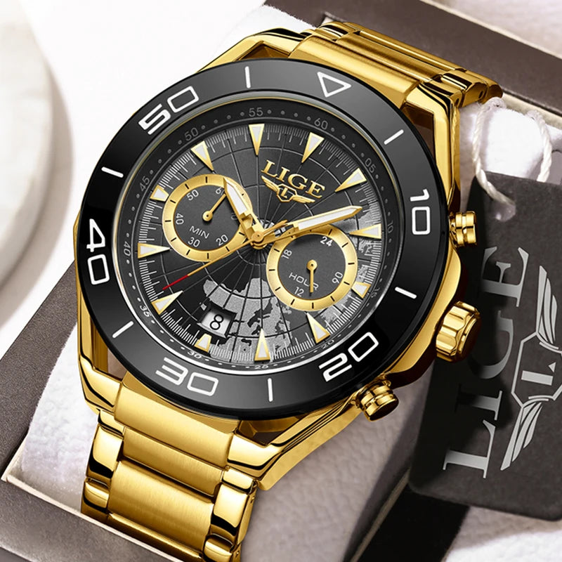 LIGE Top Brand Luxury Mens Watches Casual Business Watch Men Fashion Waterproof Military Men's Quartz Wristwatch Montre Homme