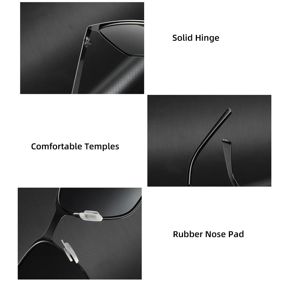 Men’s Retro Rectangular Polarized Sunglasses VIVIBEE, Matte Black UV400 Eyewear, Women Stylish Outdoor Driving Glasses