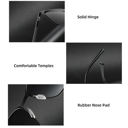 Men’s Retro Rectangular Polarized Sunglasses VIVIBEE, Matte Black UV400 Eyewear, Women Stylish Outdoor Driving Glasses
