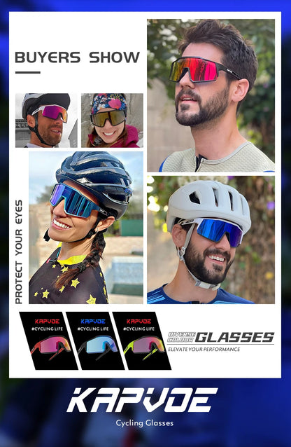 Kapvoe Sports Driving bike Cycling Glasses running climbing Sunglasses Outdoor for Men Woman Bicycle Cycling UV400 Goggles hot