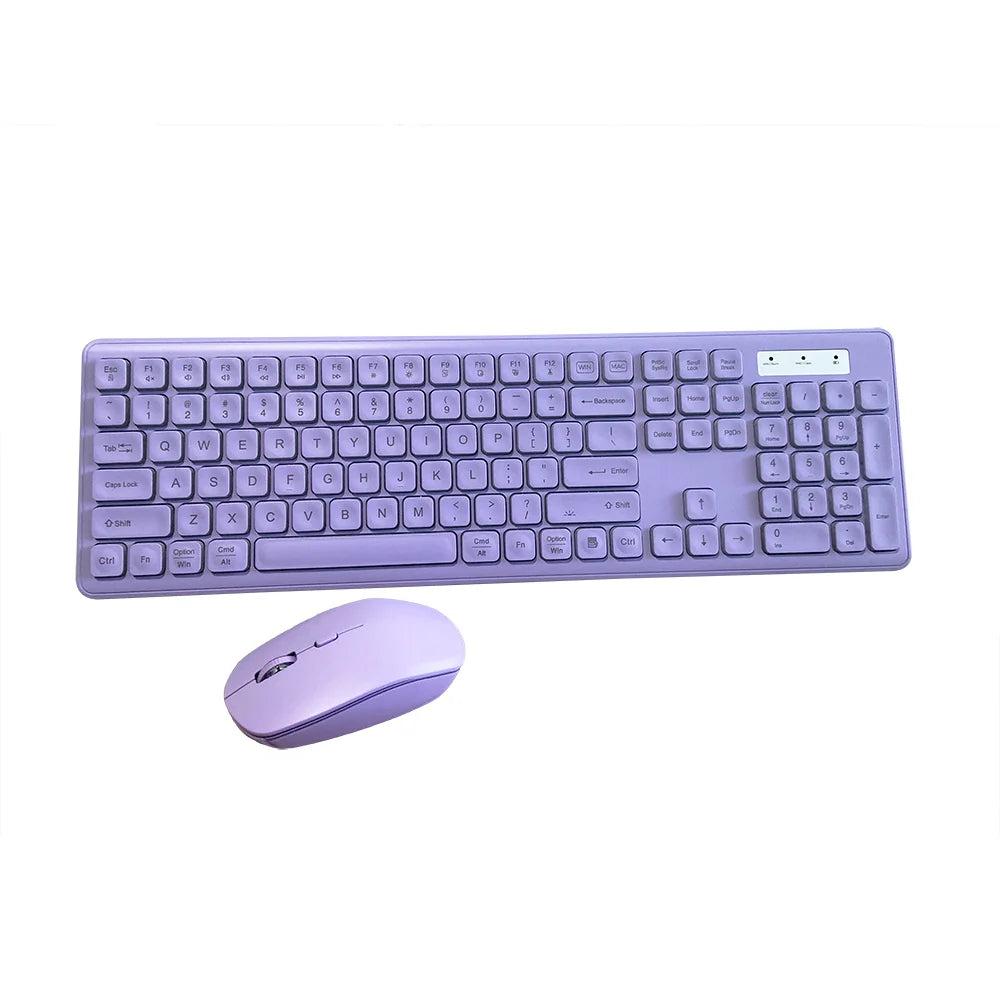 Conjunto de Teclado e Rato Sem Fios com Retroiluminação RGB, Letras Iluminadas Recarregáveis, Tamanho Completo, Ergonómico, Modo de Suspensão, 2.4GHz
