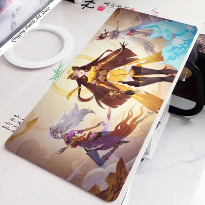 „Amaterasu Kiriko Overwatch“ pelės kilimėlis, stalo kilimėlis su paminkštinimu, „Prime Gaming“ žaidimų aksesuarai, XXL klaviatūros kilimėlis