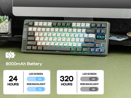 EPOMAKER RT85 75% ANSI US Layout Creamy Gasket Wired/BT/2.4Ghz Wireless Mechanical Keyboard with Joystick & DIY Screen 8000mAh
