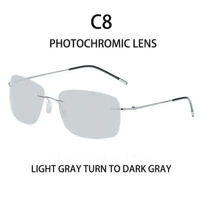 Titanium Frameless Polarized Sunglasses Driver Driving Night Vision Goggle Folding Ultra Light Color Film Titanium SunglassUV400