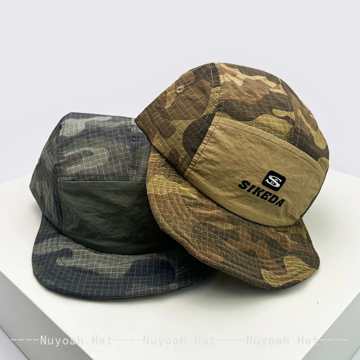Unisex CAMO brzo sušeće vezene bejzbol kape s kapuljačom, s blokovima boja, prozračne, personalizirane, s izbočenim vrhom, višenamjenske