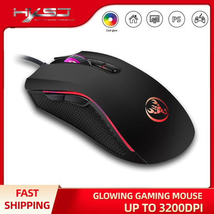 HXSJ A869 Wired Gaming Mouse RGB Optical Ergonomic Gaming Mouse with 3200 DPI, 7 Programmable Buttons, USB Gaming Mouse for PC & Laptop