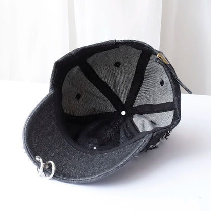 y2k Hot Girl Graffiti Jeans Rabbit Ears Cowboy Baseball Hat Wash Graffiti Hip Hop Cap Women Men Party Team Baseball Cap