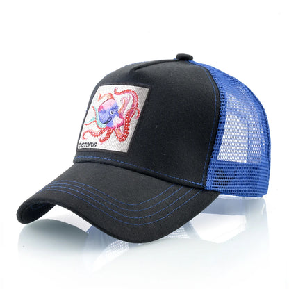 Czapka baseballowa unisex z naszywką z ośmiornicą dla mężczyzn i kobiet – czapka typu snapback na cztery pory roku, czapka typu trucker, czapka sportowa na świeżym powietrzu, oddychająca, codzienna