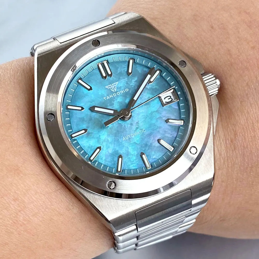 Tandorio 200M Diving 40mm Black White Shell Dial Lume NH35Automatic Men Watch Sapphire Glass Stainless Steel Bracelet 2025