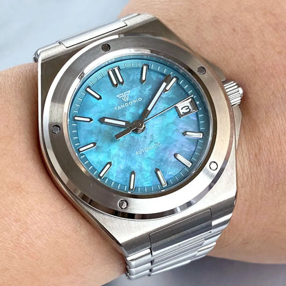 Tandorio 200M Diving 40mm Black White Shell Dial Lume NH35Automatic Men Watch Sapphire Glass Stainless Steel Bracelet 2025
