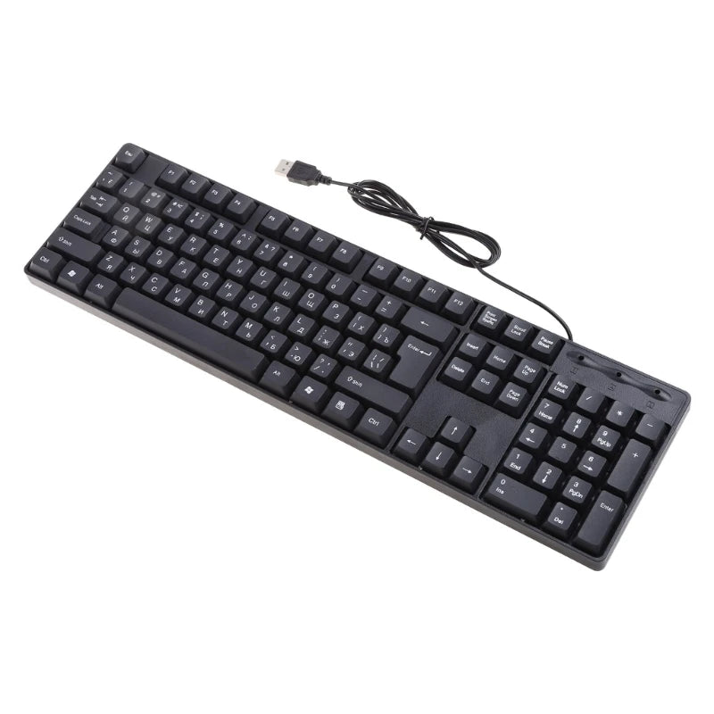 Teclado ergonómico USB para PC, teclado russo / teclado inglês, DropShipping