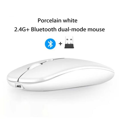 Rechargeable Wireless Mouse Bluetooth 2.4GHz Dual Mode, Silent Ergonomic Wireless Mouse with Adjustable DPI, USB Rechargeable Mouse for PC, Laptop, Mac & Tablet